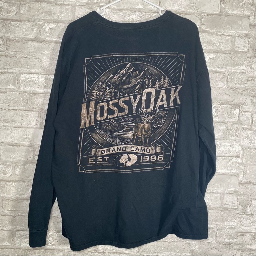 Mossy Oak faded Graphic Long Sleeve Tee size XL double sided
